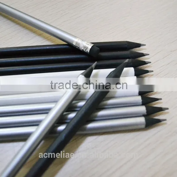 Promotion Standard Size Round Shape 2.0mm HB Lead Golf Pencil ( Black Wooden Pencil ) Sharpened With Eraser photo-2