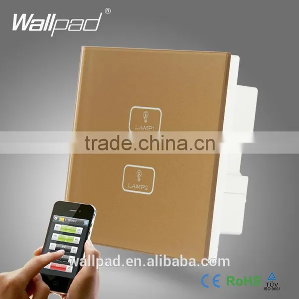 New Product WIFI 2 Gang Remote Wallpad Gold Glass Switch 110-250V LED 2 Gang 2 Way Phone WIFI Touch Controlled Wall Light Switch Quality Choice