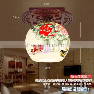 Chinese-made Flower Shade Modern Ceramic Energy Saving Ceiling Lamp Porcelain Wooden Light photo-6