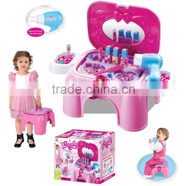 Multifunction Portable Dresser Set Beauty Set Real Action Play Set With Wind Can to be a Chair for Collection Box Packing