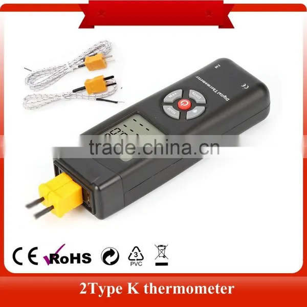Digital LCD Type K Thermometer Temperature Dual Input Pro Thermocouple Probe Detector Sensor Reader Meter photo-2
