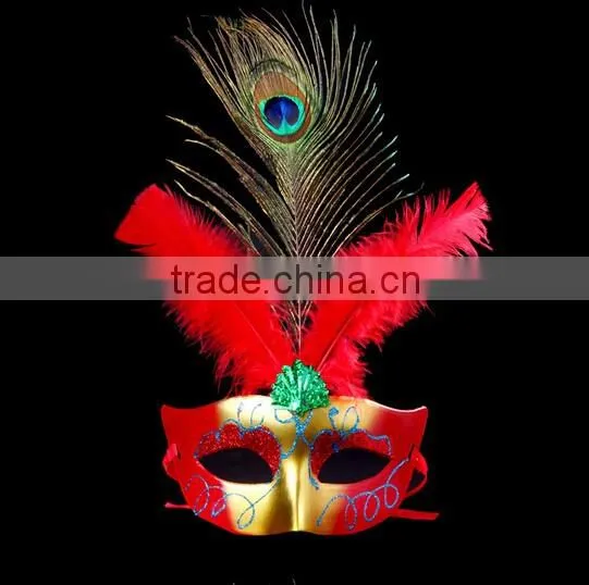 Mardi Gras Masquerade Halloween Feather Party Favor Wedding Decorations Mask photo-2