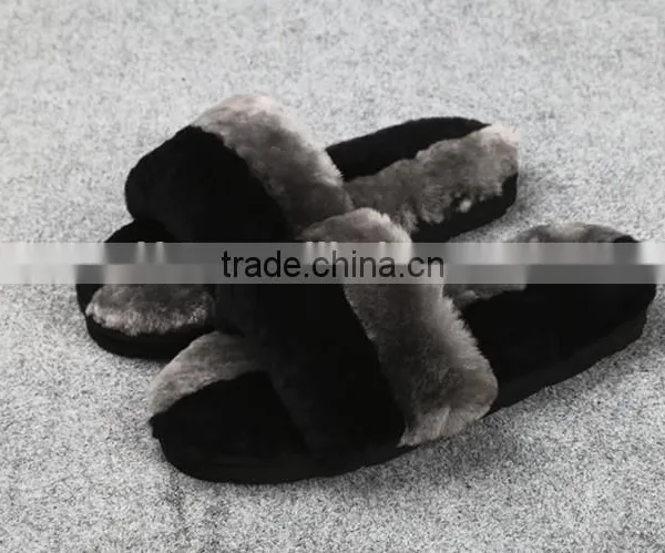 Many Colors Soft Warm Two Tone Sheared Rex Rabbit Fur Slipper photo-3
