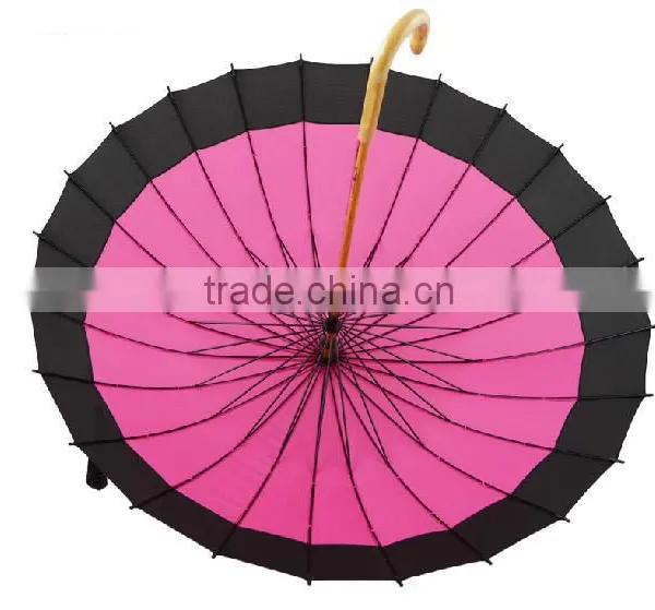 Fashion 16k Straight Edge Wind Breaker Umbrella Wooden photo-3