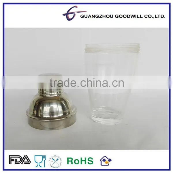 2016 CE/FDA Safe Transparent Stainless Steel Acrylic Plastic Cocktail Shaker photo-3