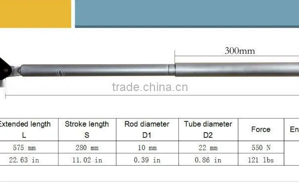 Gas Spring With Rod Coverd by a Cylinder YQ10/22-280-575(A-A)550 photo-5