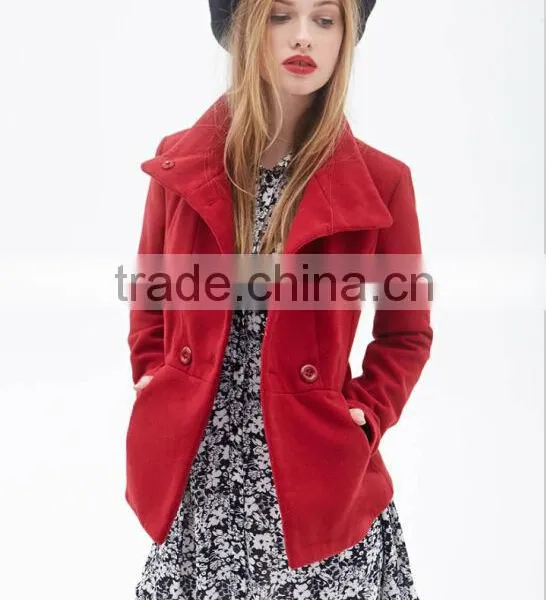 Turkish Woman Coat With Woolen Blended Fabrics Women Fashion Coats 2015 photo-4