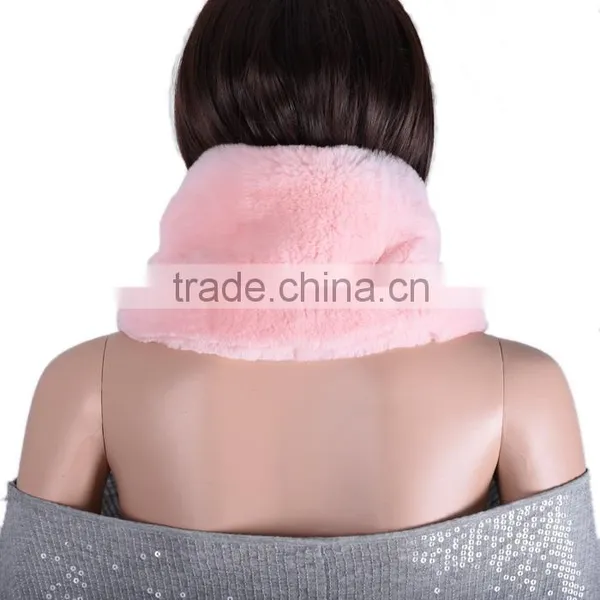 Women Pink Rabbit Fur Scarf/real Fur Scarf/wholesale Fur Scarf KZ150159 photo-2