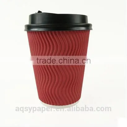OEM Red Insulated Ripple Wall Hot Drink Paper Coffee Cups