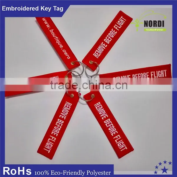 Fashion Customized Embroidery Twill Remove Before Flight Keychain photo-6