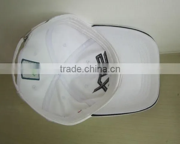 White Cotton Golf Caps Flat Embroidery Golf Cap Wholesale photo-6