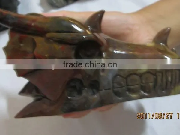 Wholesale Fashion Natural Crystal/obsidian/agate/tiger Eye Stone Dragon Head Skull photo-6