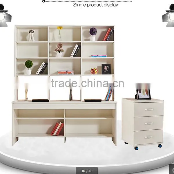 Double Studying Desk With Super Bookcase And Useful Drawer Cabinet photo-2