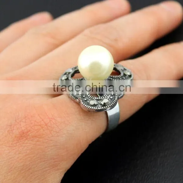 Cheap Price Good Quality Women Fake Silver Pearl Rings photo-4