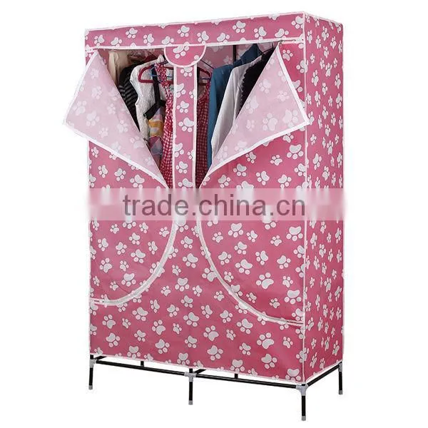 Two Doors Portable Cloth Wardrobe,Double Door Bedroom Color Wardrobe photo-3