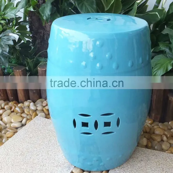 Yellow Glazed Ceramic Chinese Stool Chair photo-2