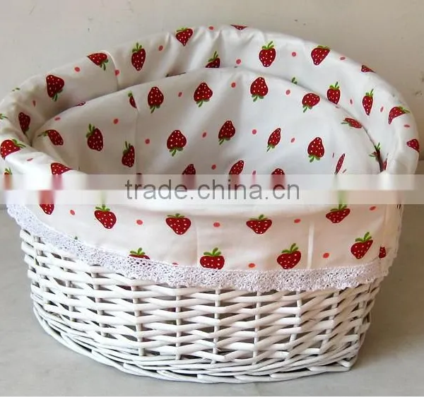Empty White Wicker Gift Storage Basket Wicker Basket for Home Kitchen Storage photo-2