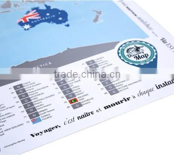 New World Map With Scratch off Flags Edition Tube Packaging Scratch Travel World Map AMA-13 photo-5