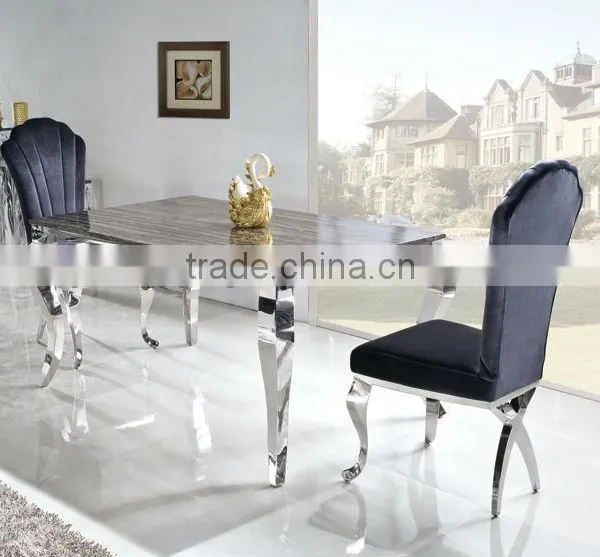 TH329 Black Marble Top Stainless Steel Metal Table photo-5