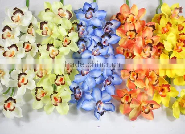 SJ10111098 Artificial Silk Cymbidium Flowers/decorative Fabic Orchids photo-3