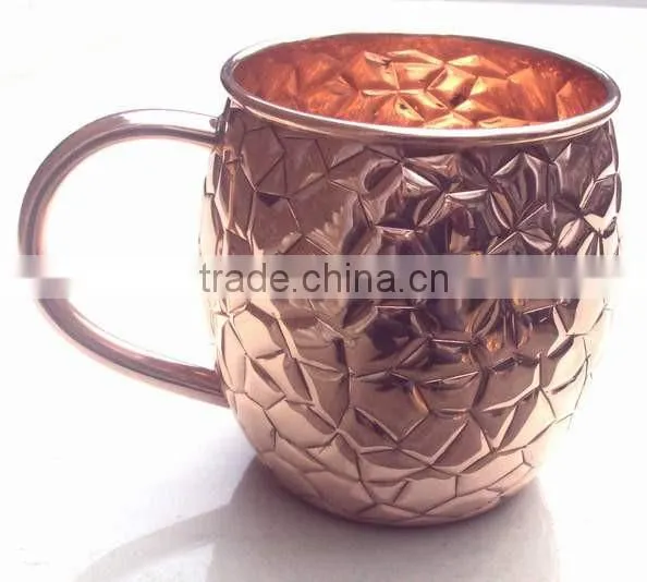BPA FREE EMBOSSED FINISH BARREL SHAPE 100% PURE COPPER MOSCOW MULE DRINKING MUG photo-4