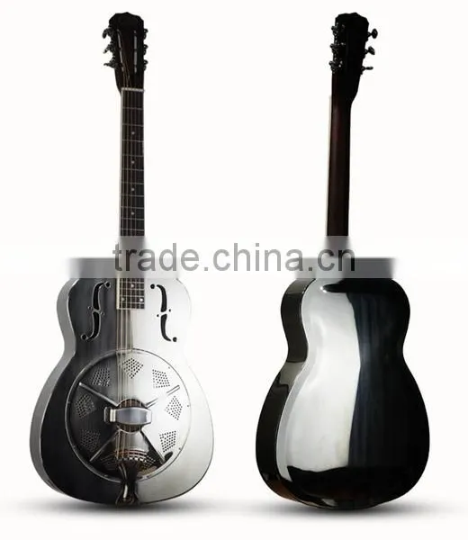 Metal body string musical instrument, single cone resonator guitar, 40'' Resophonic guitar