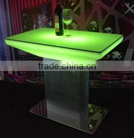 Waterproof Plastic Outdoor Use LED Lighted Glowing Long Bar Table With Rechargeable Battery photo-3