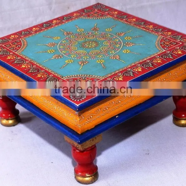 Indian Handcrafted Painted Wooden Bajot photo-2