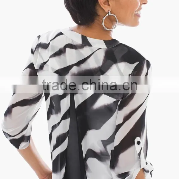 Women's Semi-Sheer Floral Blouse photo-2