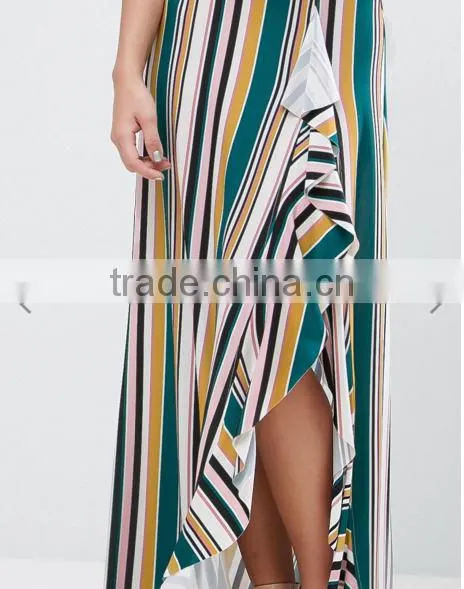 Women Clothing/ Striped Strappy Bow Back Maxi Dress photo-6