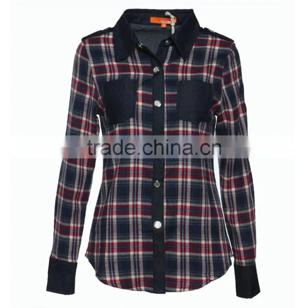 Women Clothing School Girl Casual Wear Women New Design Cotton Stripe Shirt Long Sleeve Fit Plaid Shirt for Women photo-3