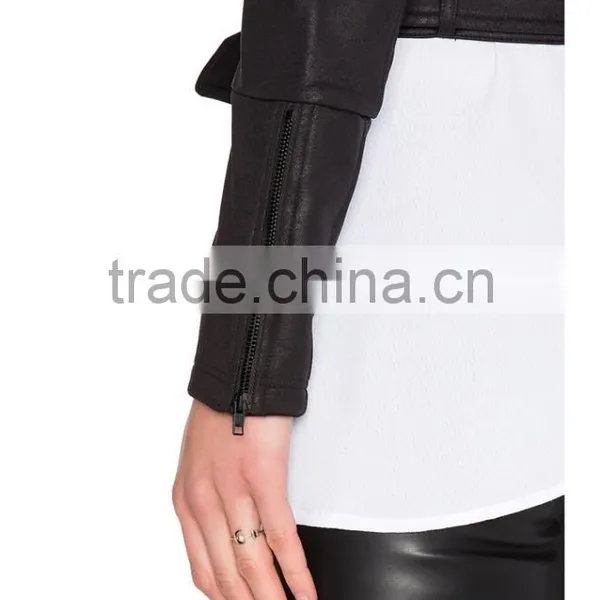 Latest Women Black Classic Fashion Moto Jacket Cheap Price photo-5