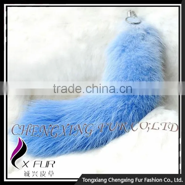 CX-R-25C Wholesale Good Quality Cute Custom Dyed Fox Tails Keychain photo-3