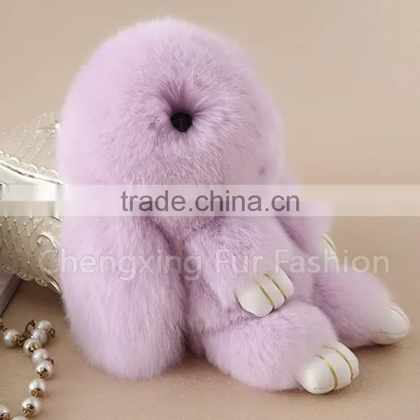 CX-R-10A Fancy Genuine Rex Rabbit Fur Bunny Fur Keychain Bag Charm photo-4
