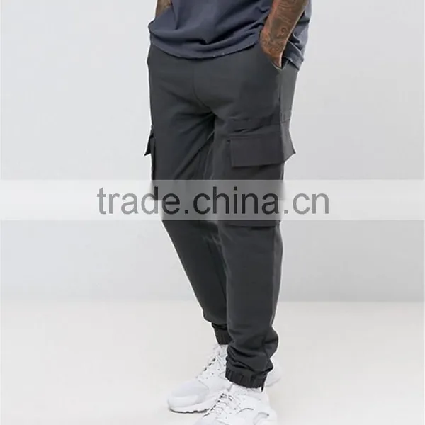 2017 Custom OEM Men Jogger With Woven Cargo Pockets And Taping Fitness Gym Sweatpants photo-3