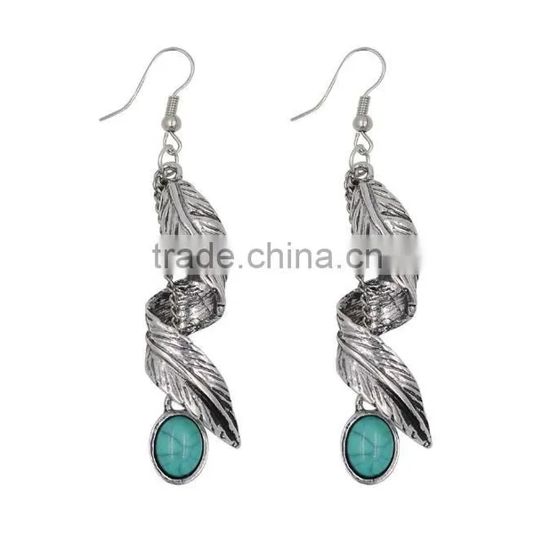 Zm53244a Vintage and Classical Green Color Diamond Drop Style Silver Earrings photo-2