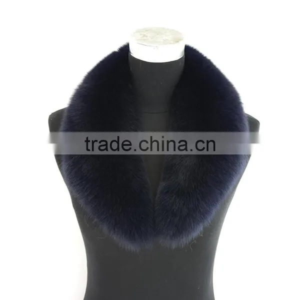Myfur Genuine Blue Fox Fur Made Attached Parka Fur Collar Trim photo-2