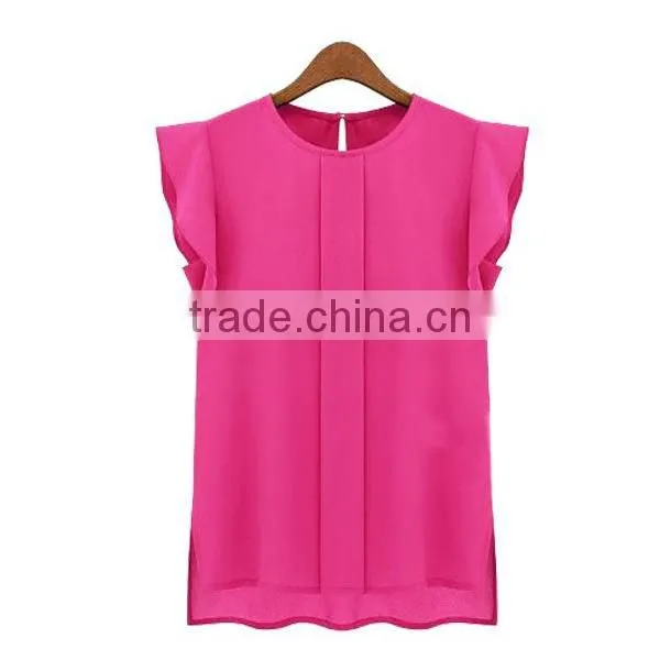 New Design Office Ladies Chiffon Short Sleeve Blouses photo-5