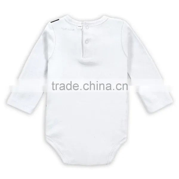 Wholesale 100% Cotton Baby Boy Romper White Baby Bodysuit Fake 2 Pieces Winter Long Sleeve Jumpsuit photo-2