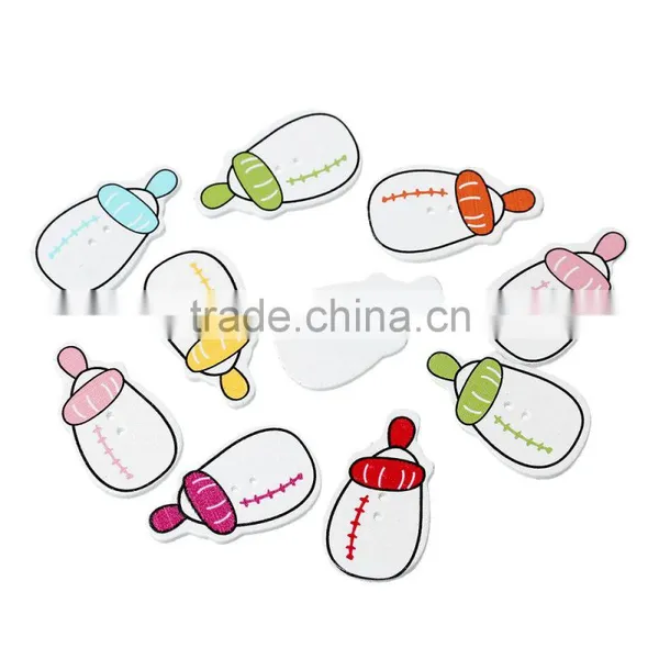 Feeding Milk Bottle Mixed Two Holes Baby Shower Decoration Wood Sewing Scrapbooking Button photo-3