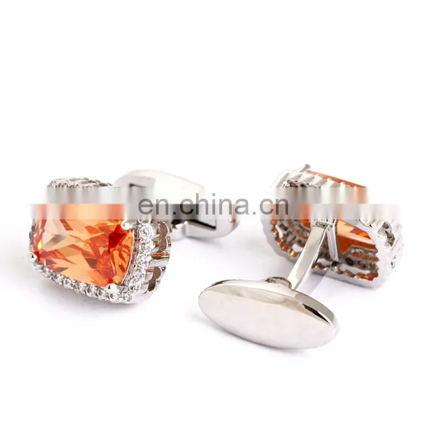 Fashion Elegant Gold Plating Enamel Blue Diamond Round Cufflinks photo-3