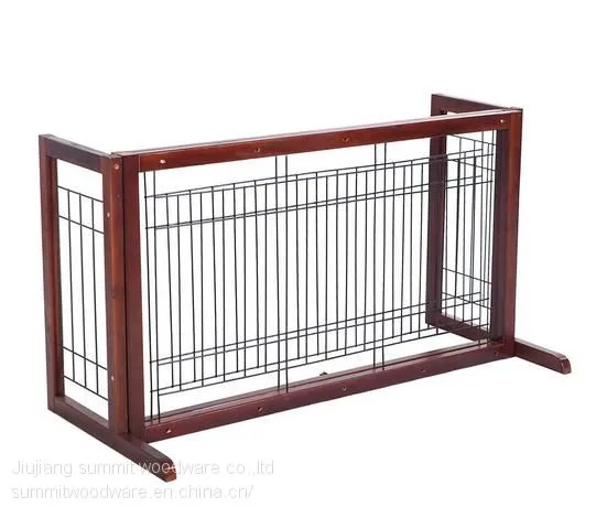 Wood Dog Gate Adjustable Indoor Solid Construction Pet Fence photo-2