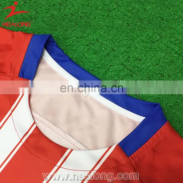 Healong Sportswear Customized Team Wholesale Euro 2016 New Team High Quality Red Soccer Uniforms photo-3