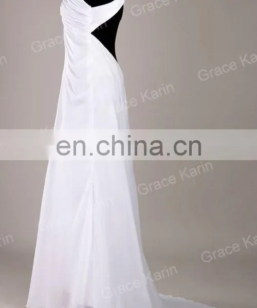 2015 Sexy White Long Evening Dresses Grace Karin Floor Length Backless Dresses Evening CL3122 photo-2