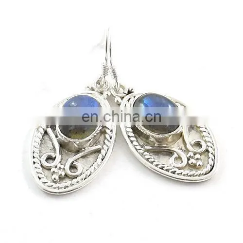 Labradorite Silver Earrings 925 Sterling Silver Earrings Wholesale Silver Earrings Blue Flashing Silver Earrings
