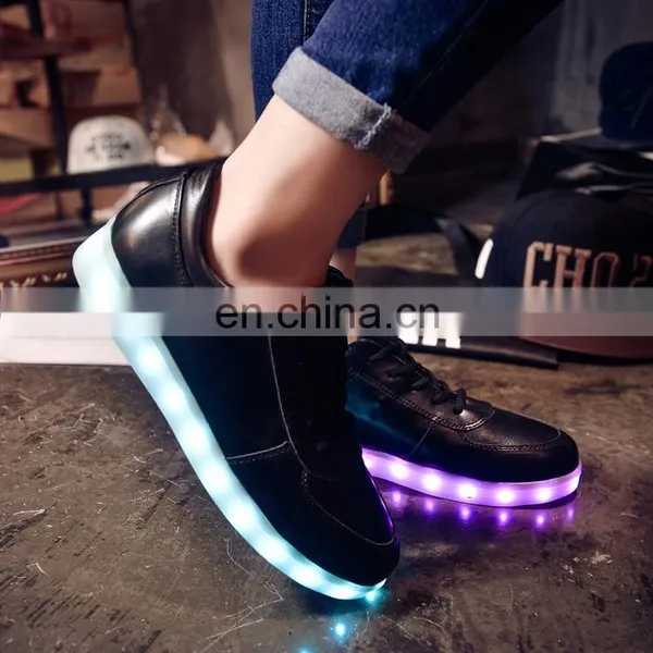 Fashionable Large Size USB Rechargeable OEM High Quality PU Leather Sneakers LED Shoes photo-4