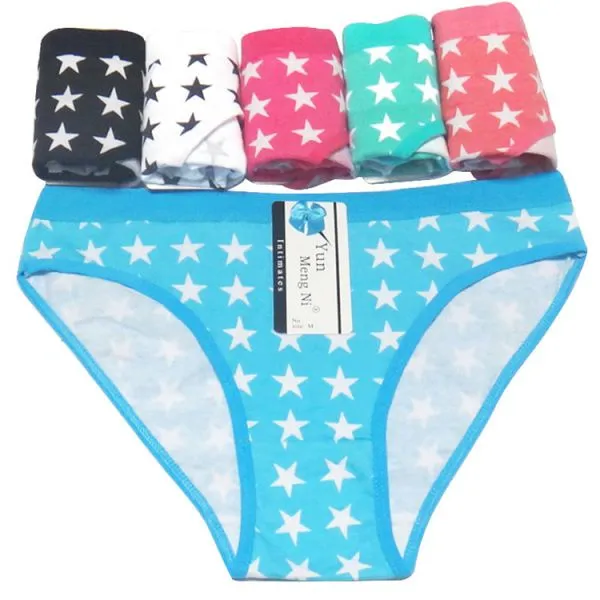 Yun Meng Ni Sexy Underwear Five Star Printed Girls Briefs Breathable Cotton Women's Panties photo-4