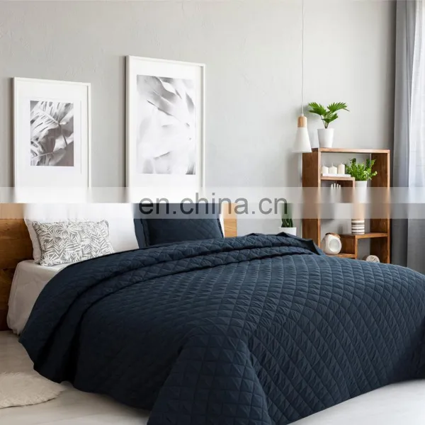Chinese Home Delicate Anti Wrinkle Color Bed Throws And Quilts Full 100% Polyester Bedspread Set photo-2