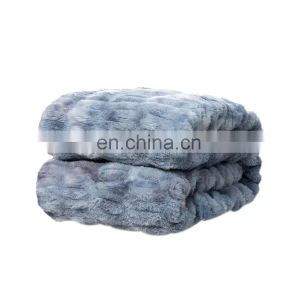 2020 Latest Tie Dyed Rabbit Hair Polyester Faux Fur Throws Spandex Receiving Blanket For Native American photo-7