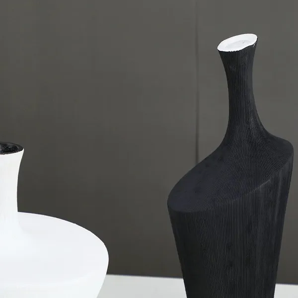 Personalised Tall Thin Large Big White Black Small Bore Ceramic Vase For Living Room TV Bench photo-2